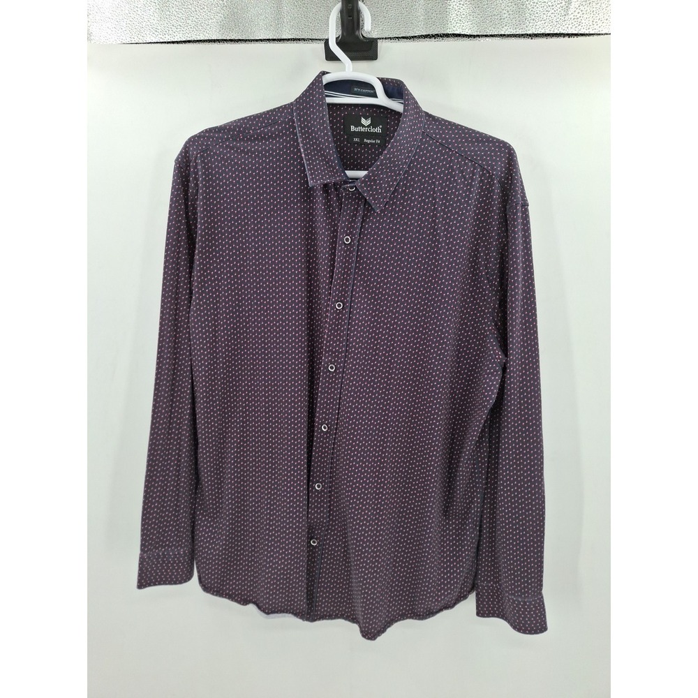 BUTTERCLOTH Icy Cotton Button Shirt‎ All Over Print Men's XXL  Long Sleeve